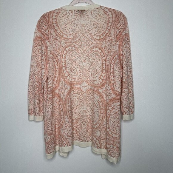 Talbots Cardigan Sweater Linen blend open front Paisley Size 1X - Picture 4 of 9